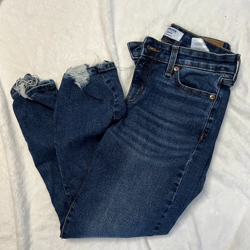 Denizen From Levi Cropped Boyfriend Jean with distressing
